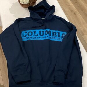 Columbia Men's Dark Blue Hoodie with Light Blue Logo